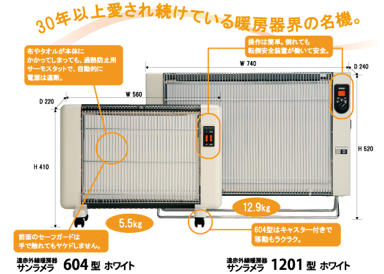 遠赤外線暖房器サンラメラは、30年以上愛され続けている暖房器界の名機!